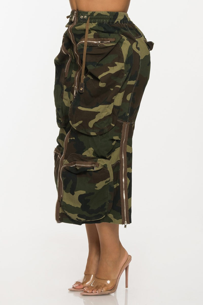 Unique Camo Midi Skirt - SASHAY COUTURE BOUTIQUE Bottoms