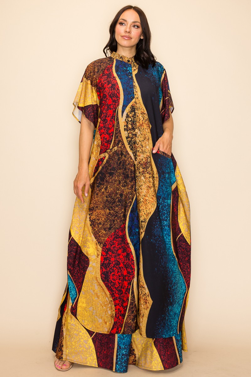 Luxurious Printed Wide Pants Set