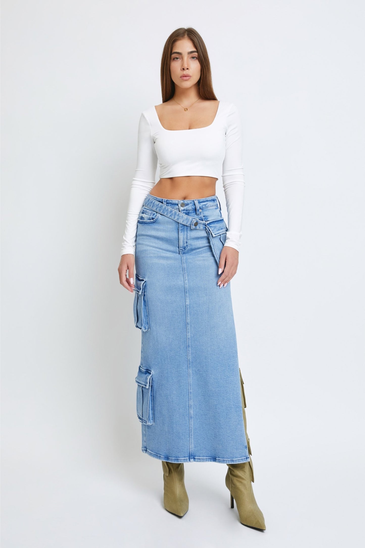 Cargo Pocket Denim Skirt