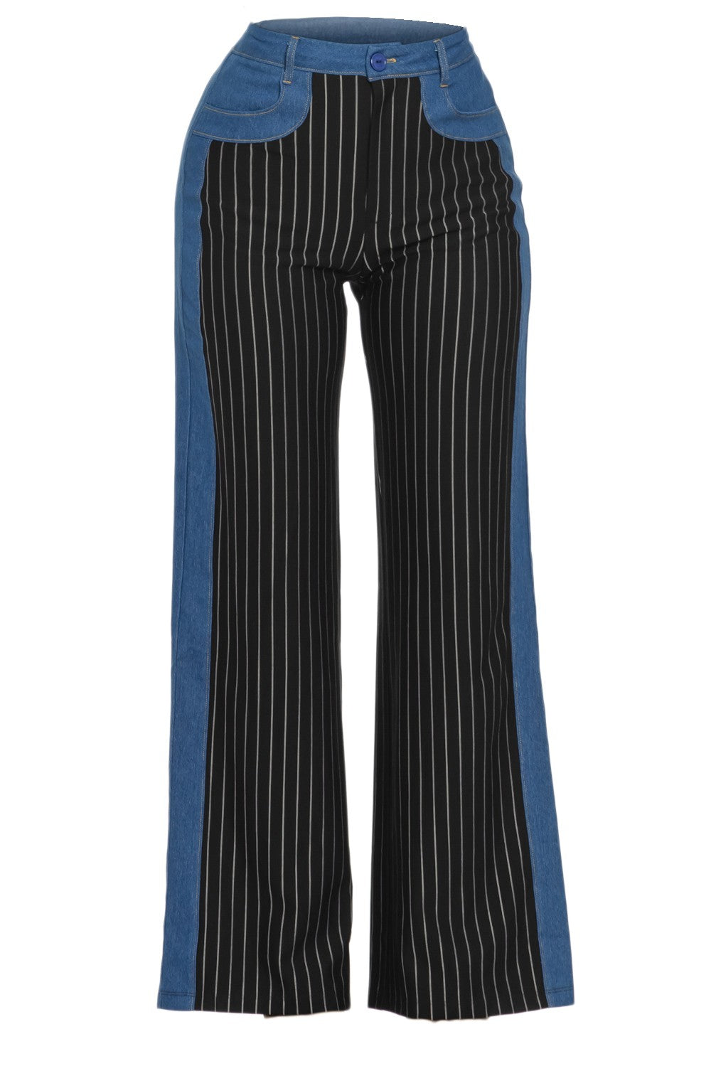 Ponte and Denim Mixed Pants