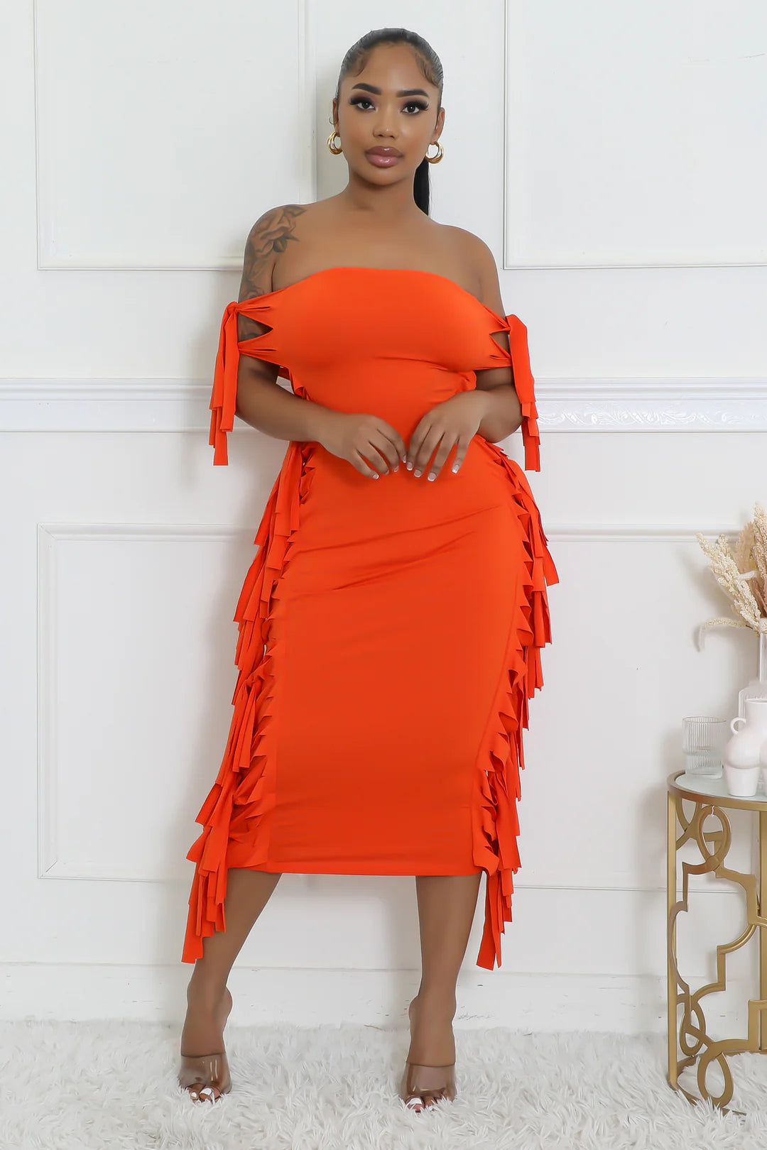 Side Fringe Tube Dress