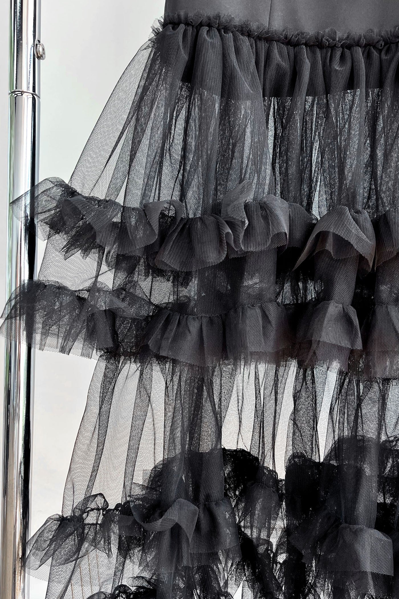 Long Tulle Vest W/Embellished Lapel