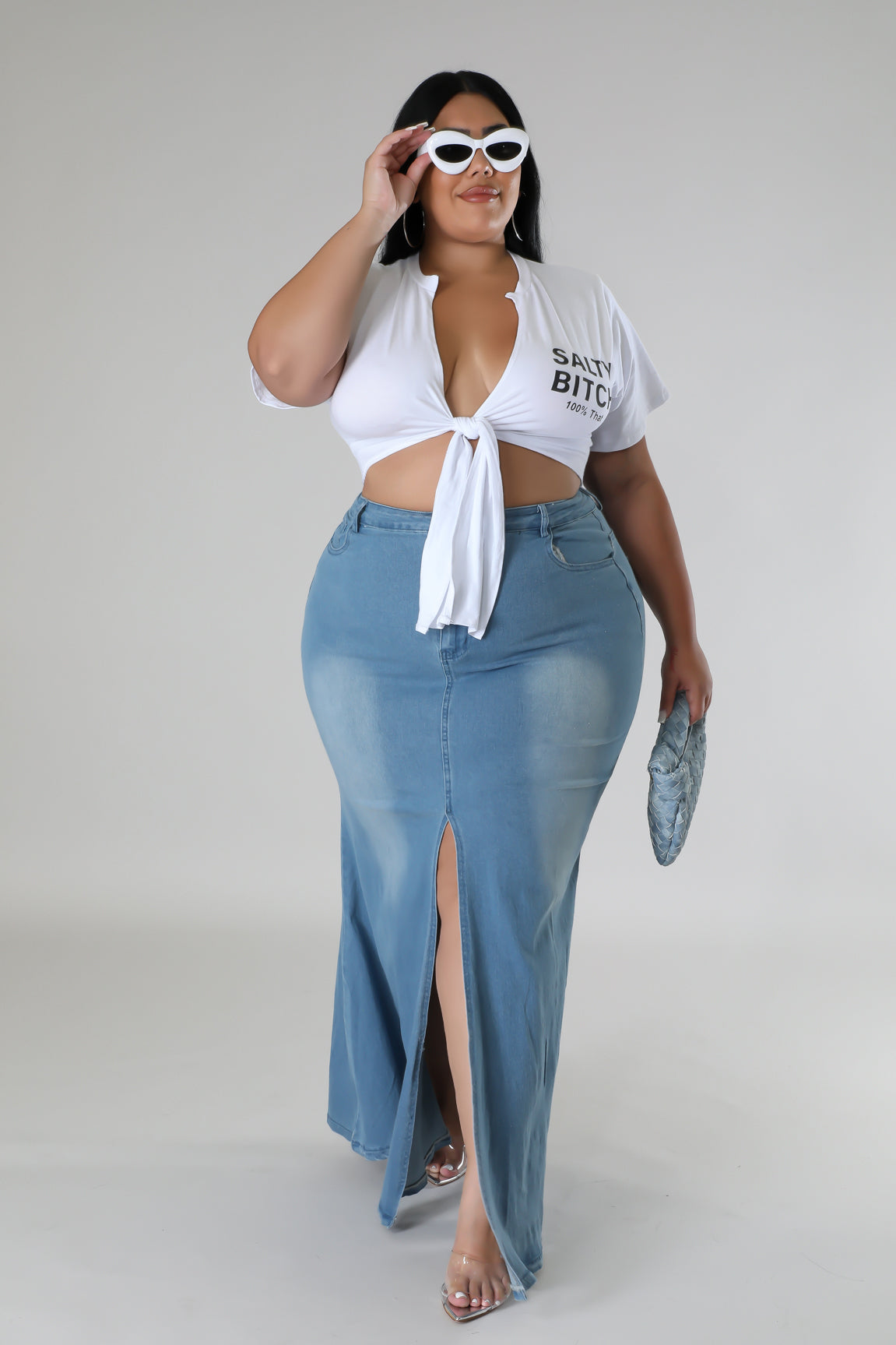 Silhouette Denim Maxi Skirt (Curvy) - SASHAY COUTURE BOUTIQUE Plus