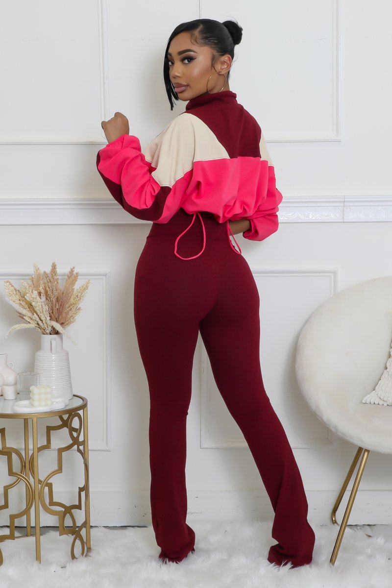 Mock Neck High Waisted Pants Set