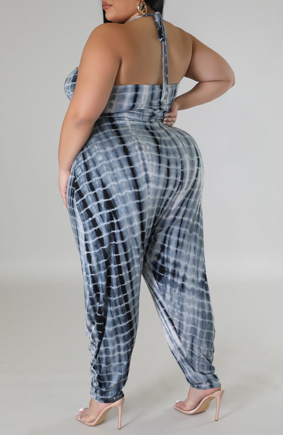 Plus Tie-Dye Halter Jumpsuit (Curvy) - SASHAY COUTURE BOUTIQUE Plus