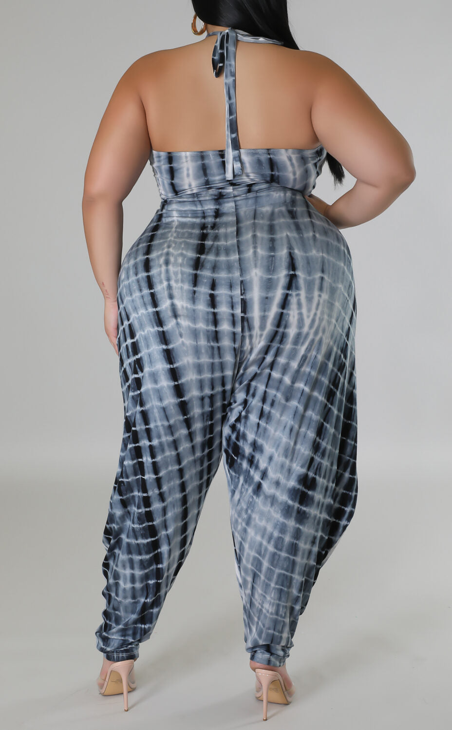 Plus Tie-Dye Halter Jumpsuit (Curvy) - SASHAY COUTURE BOUTIQUE Plus