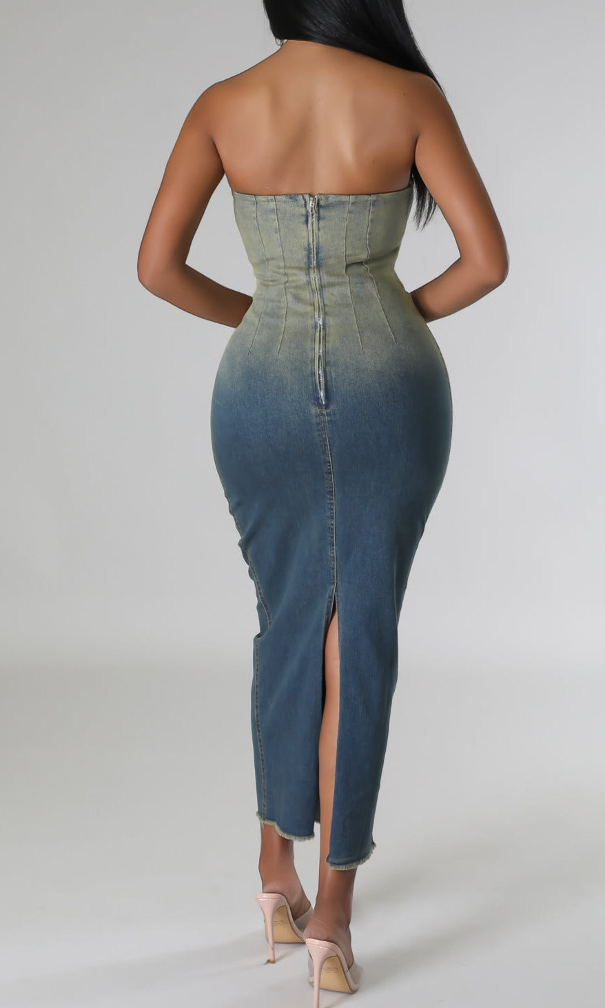 Two Toned Denim Dress - SASHAY COUTURE BOUTIQUE