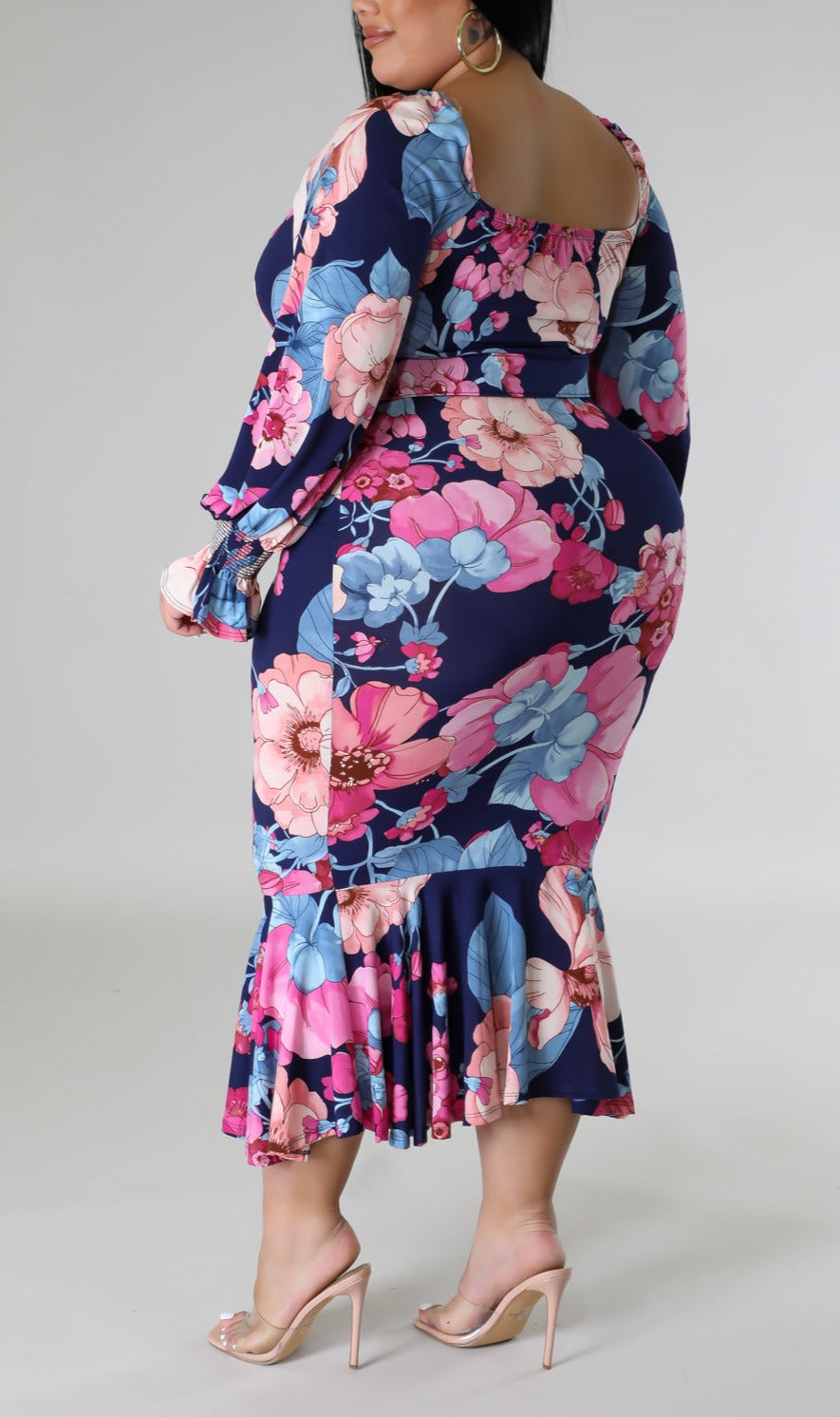 Floral Multi Midi Dress (Curvy) - SASHAY COUTURE BOUTIQUE Curvy Dresses