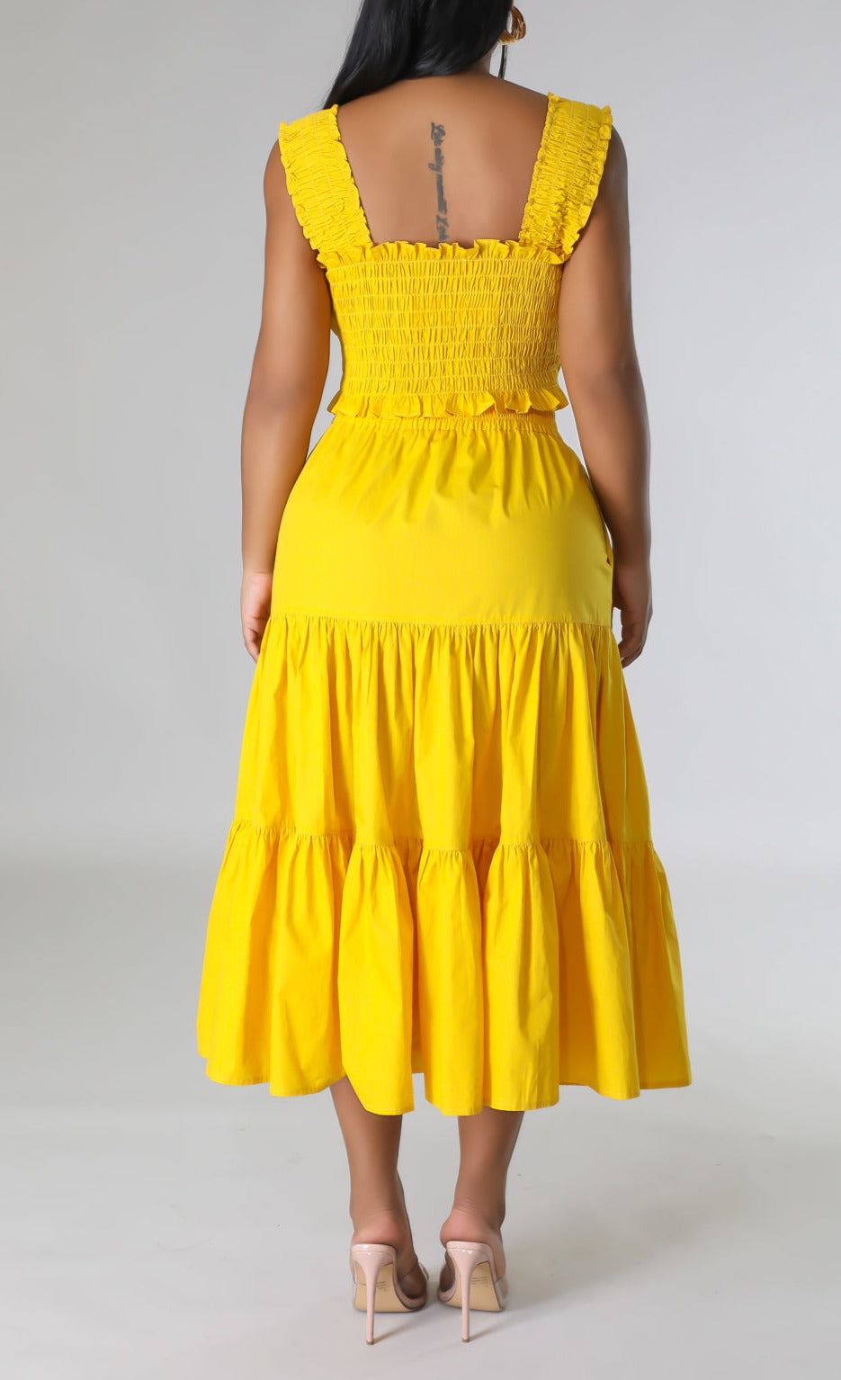 Square Neckline Skirt Set - SASHAY COUTURE BOUTIQUE Two Piece
