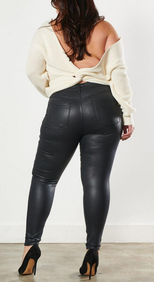Plus Coated Skinny Jeans - SASHAY COUTURE BOUTIQUE Bottoms