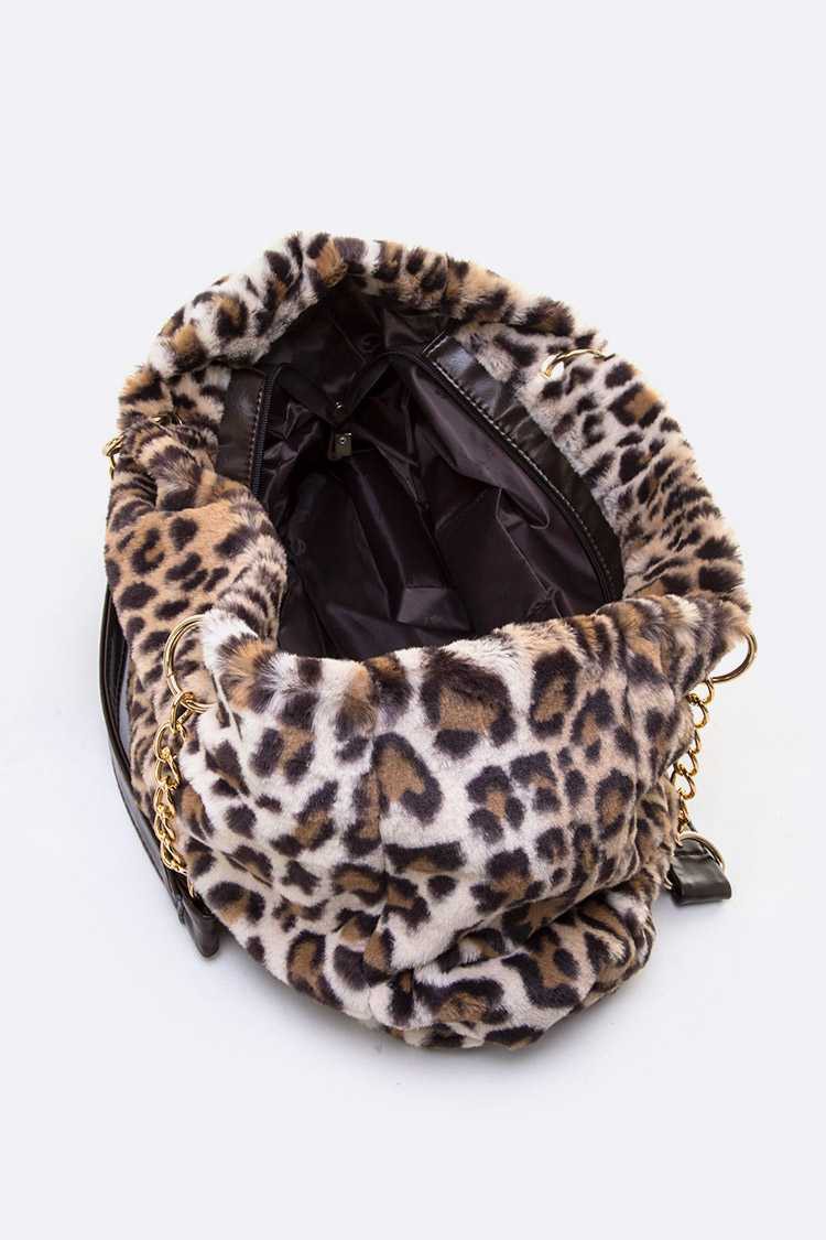 Faux Fur Leopard Fashion Tote - SASHAY COUTURE BOUTIQUE