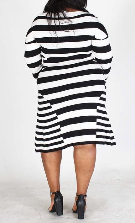 Striped Midi Dress (Curvy) - SASHAY COUTURE BOUTIQUE Dresses