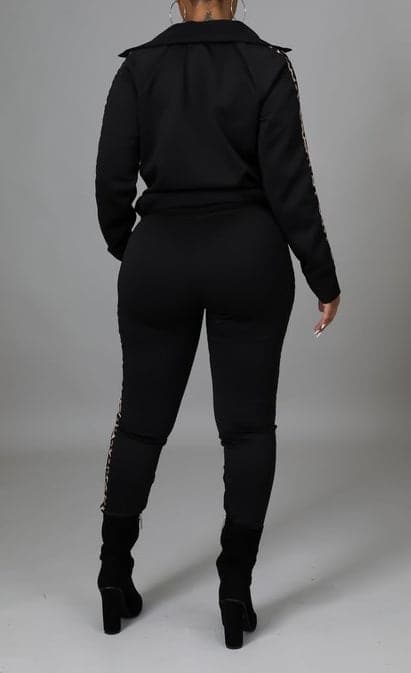 Leopard Print Lined Jacket And Pant Set - SASHAY COUTURE BOUTIQUE Outfit Sets