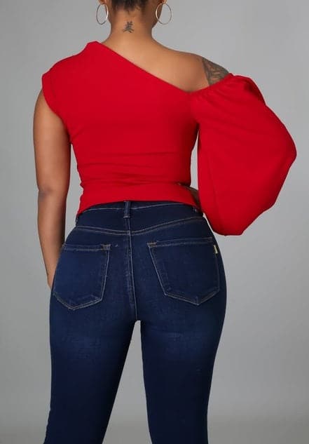 One Sleeve Off the Shoulder Top - SASHAY COUTURE BOUTIQUE Shirts & Tops