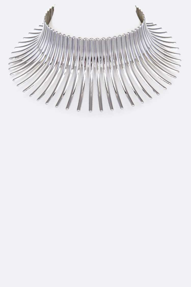 Iconic Spiky Collar Necklace -Silver - SASHAY COUTURE BOUTIQUE