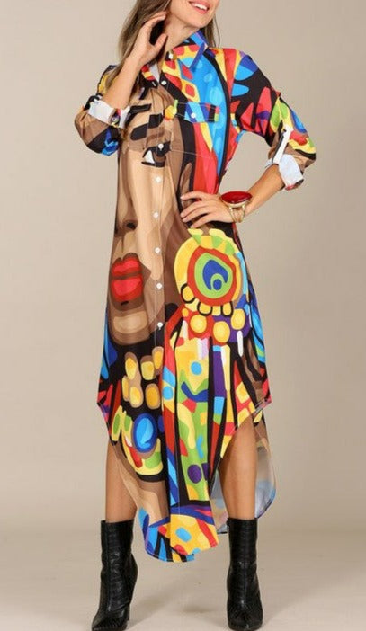 Afro Girl Maxi Length Tunic - SASHAY COUTURE BOUTIQUE Dresses