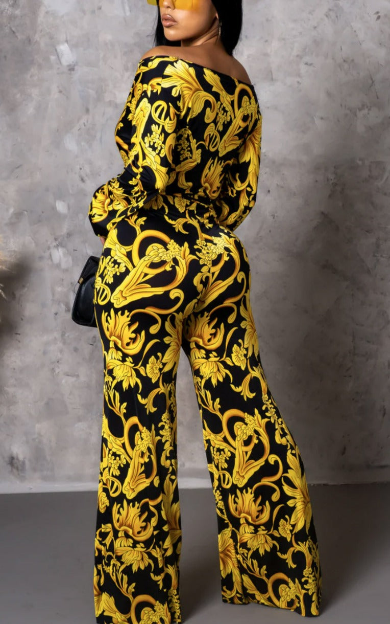 Multi Off the Shoulder Jumpsuit - SASHAY COUTURE BOUTIQUE Jumpsuits & Rompers