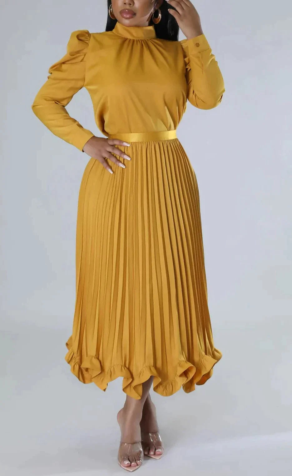Blouse and Pleated Skirt Set - SASHAY COUTURE BOUTIQUE Two Piece
