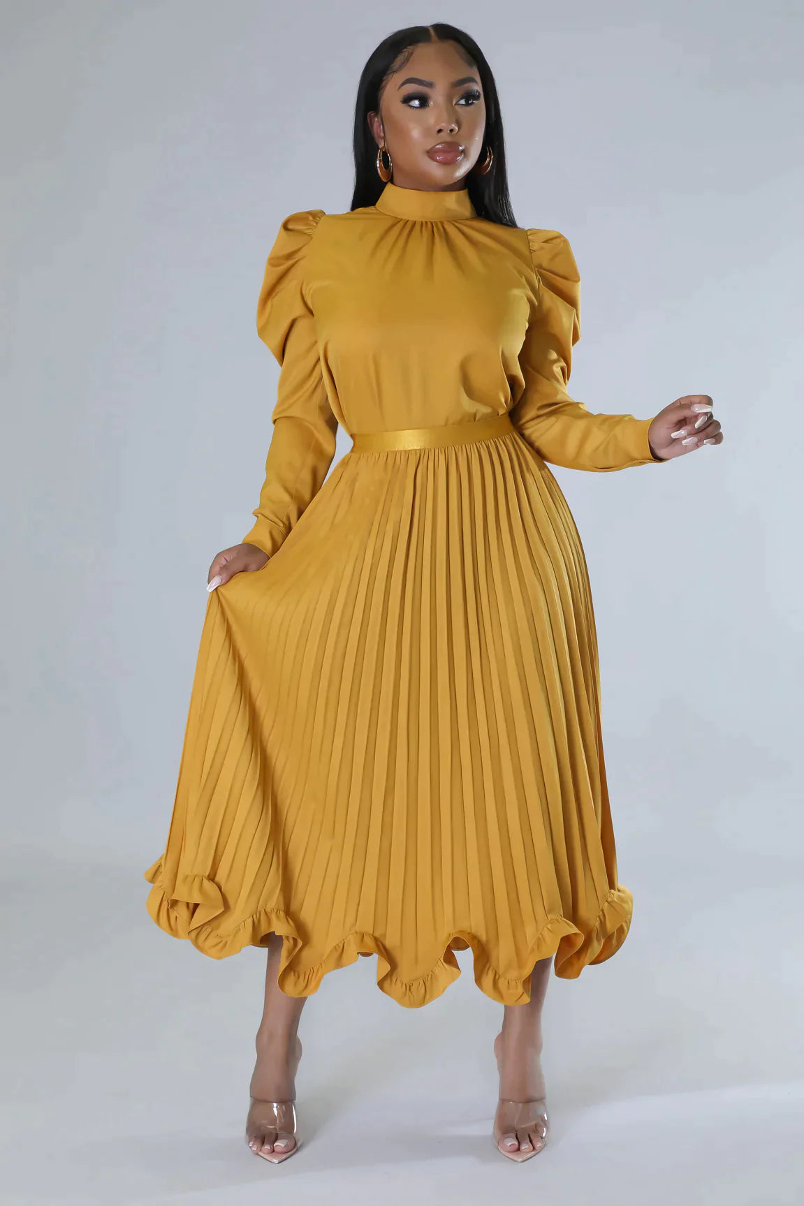 Blouse and Pleated Skirt Set - SASHAY COUTURE BOUTIQUE Two Piece