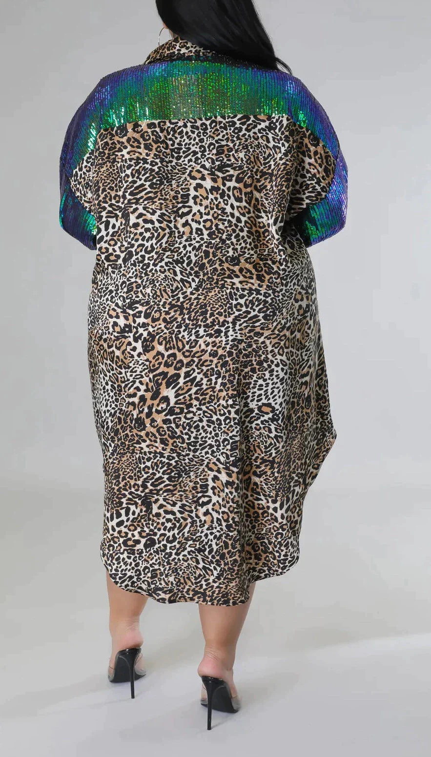Sequins Detail Tunic Dress (Curvy) - SASHAY COUTURE BOUTIQUE Dresses