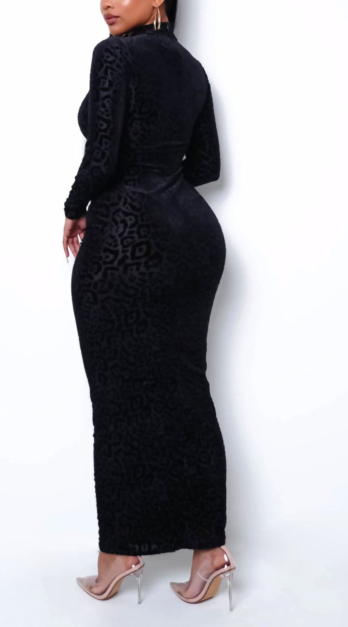 Black Leopard Print Fitted Maxi - SASHAY COUTURE BOUTIQUE Dresses