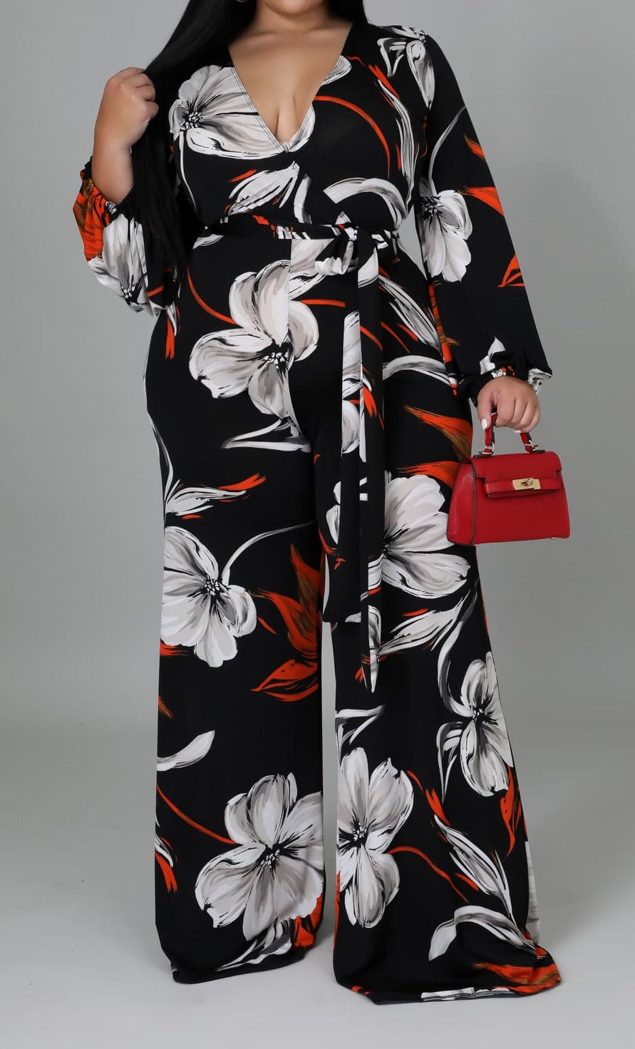 Side Tie Flower Jumpsuit (Curvy) - SASHAY COUTURE BOUTIQUE Jumpsuits & Rompers