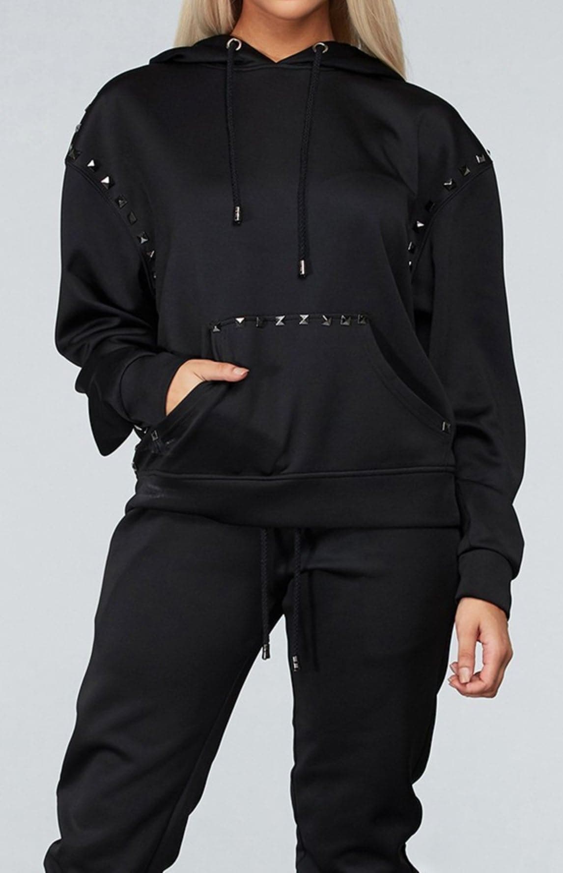 Studded Sweatshirt and Pants Set - SASHAY COUTURE BOUTIQUE Two Piece