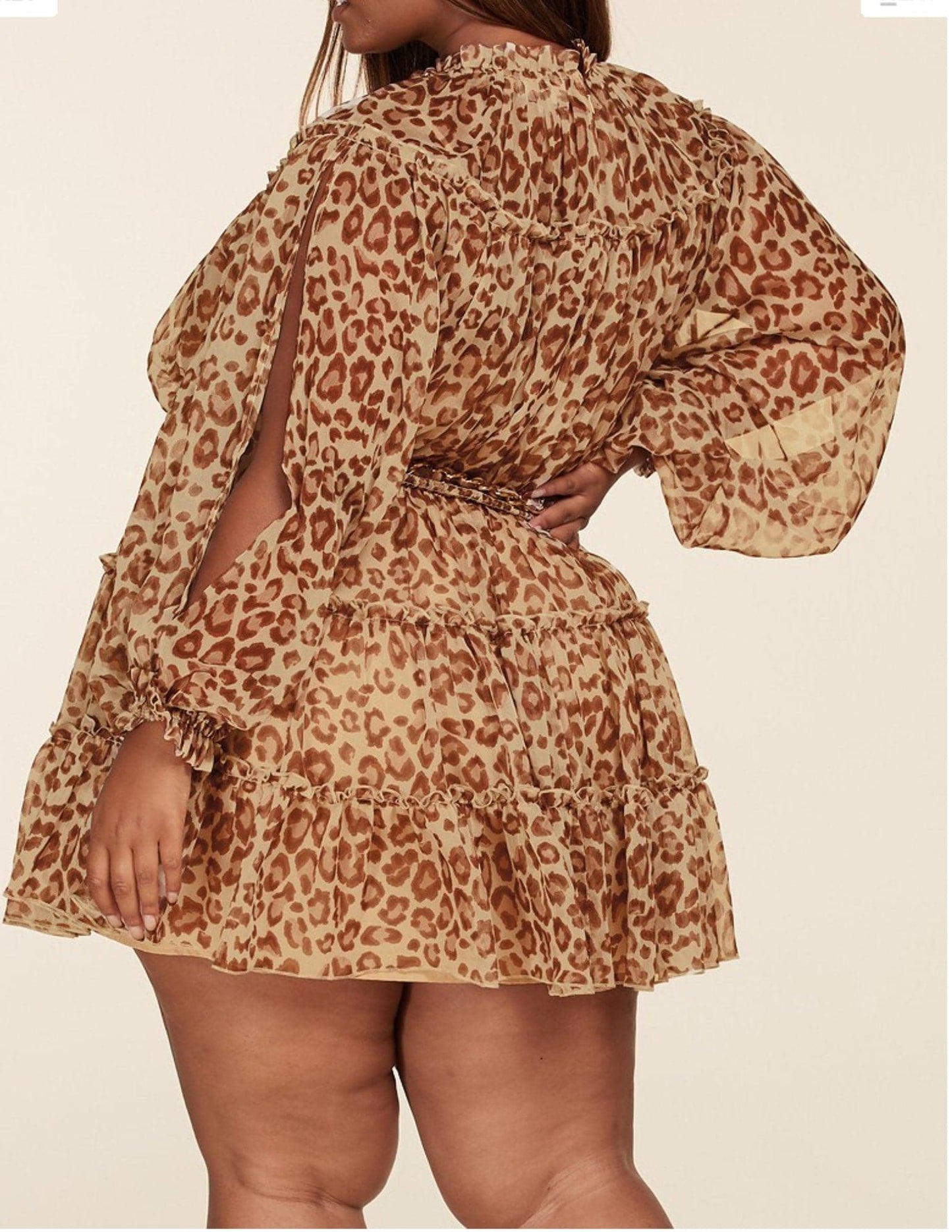 Ruffle Leopard Print Mini (Curvy) - SASHAY COUTURE BOUTIQUE Dresses