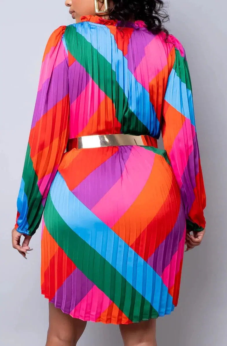 Vibrant Multi Pleated Dress - SASHAY COUTURE BOUTIQUE Dresses