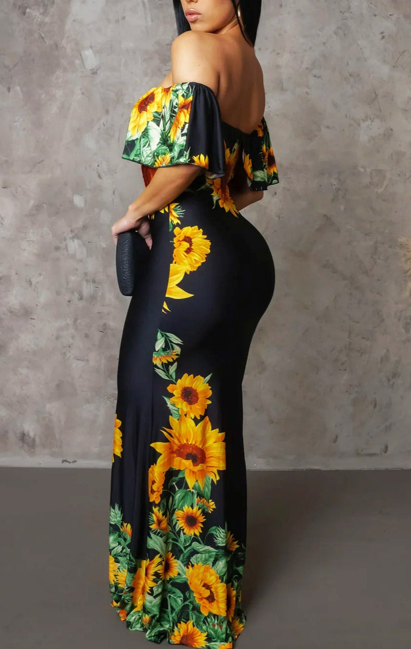 Sun Flower Maxi Dress - SASHAY COUTURE BOUTIQUE Dresses