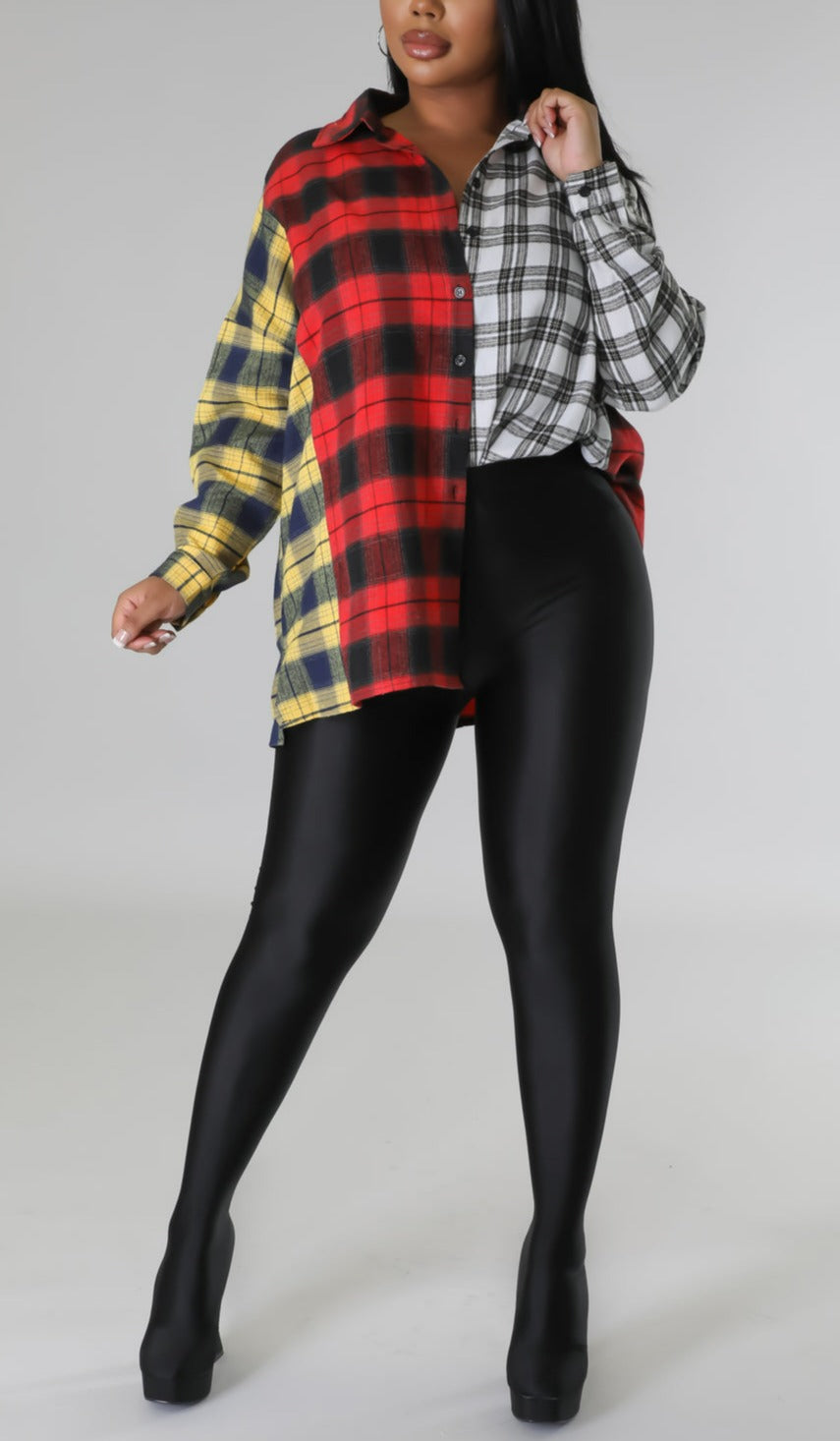 Multi Plaid Top - SASHAY COUTURE BOUTIQUE Tops