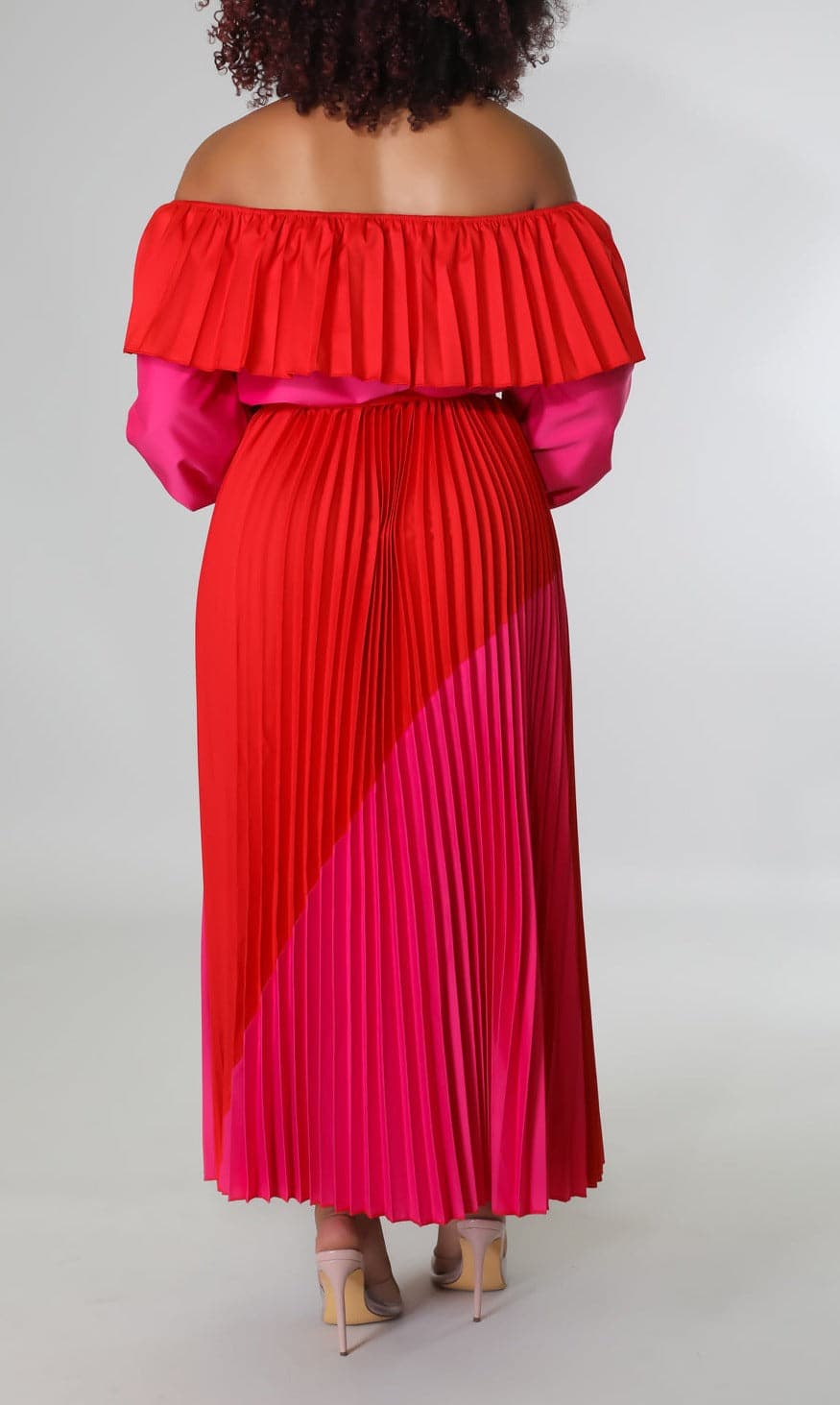 Pleated Two Toned Maxi Dress - SASHAY COUTURE BOUTIQUE Dresses