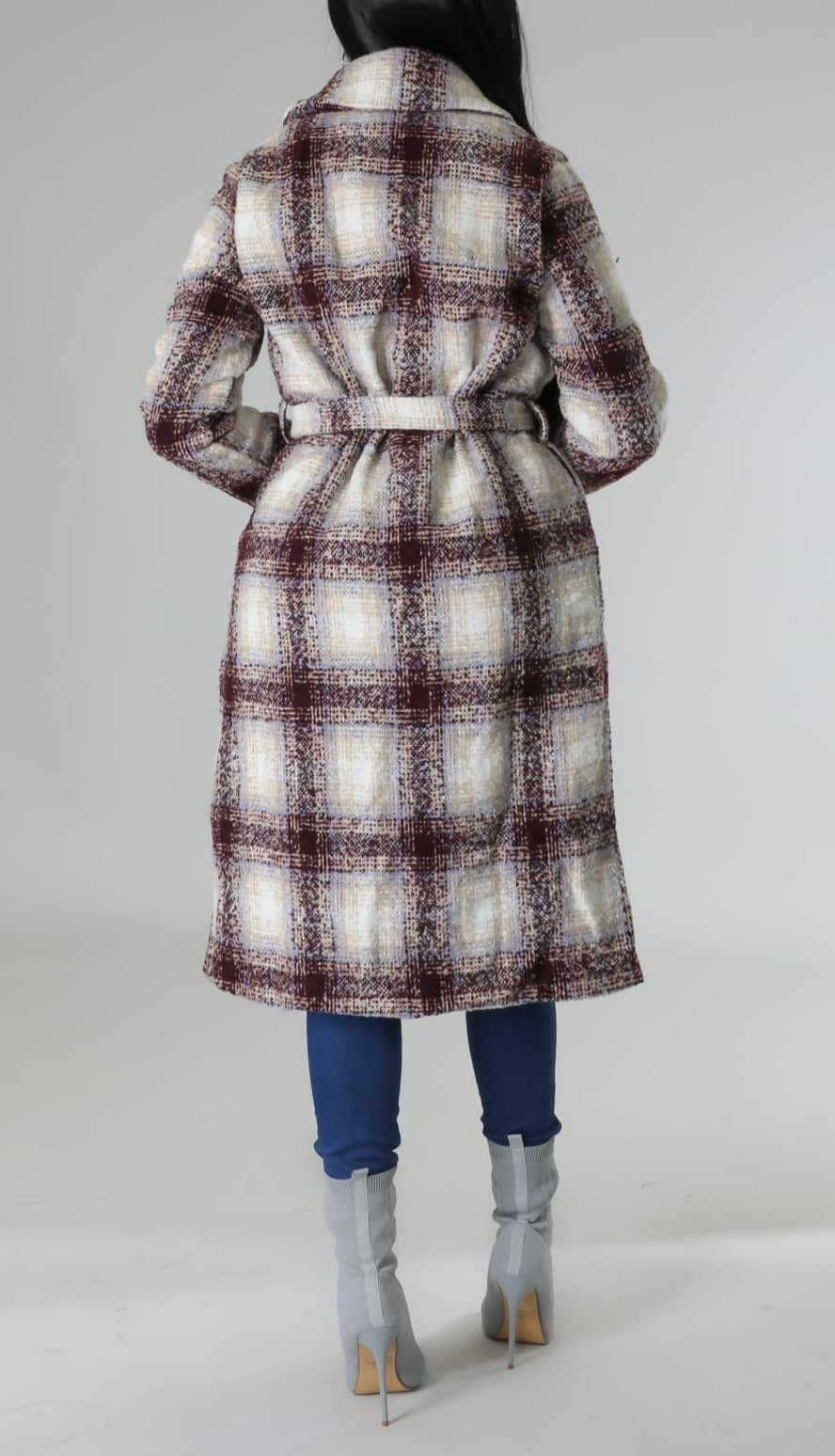 Plaid Midi Length Coat - SASHAY COUTURE BOUTIQUE