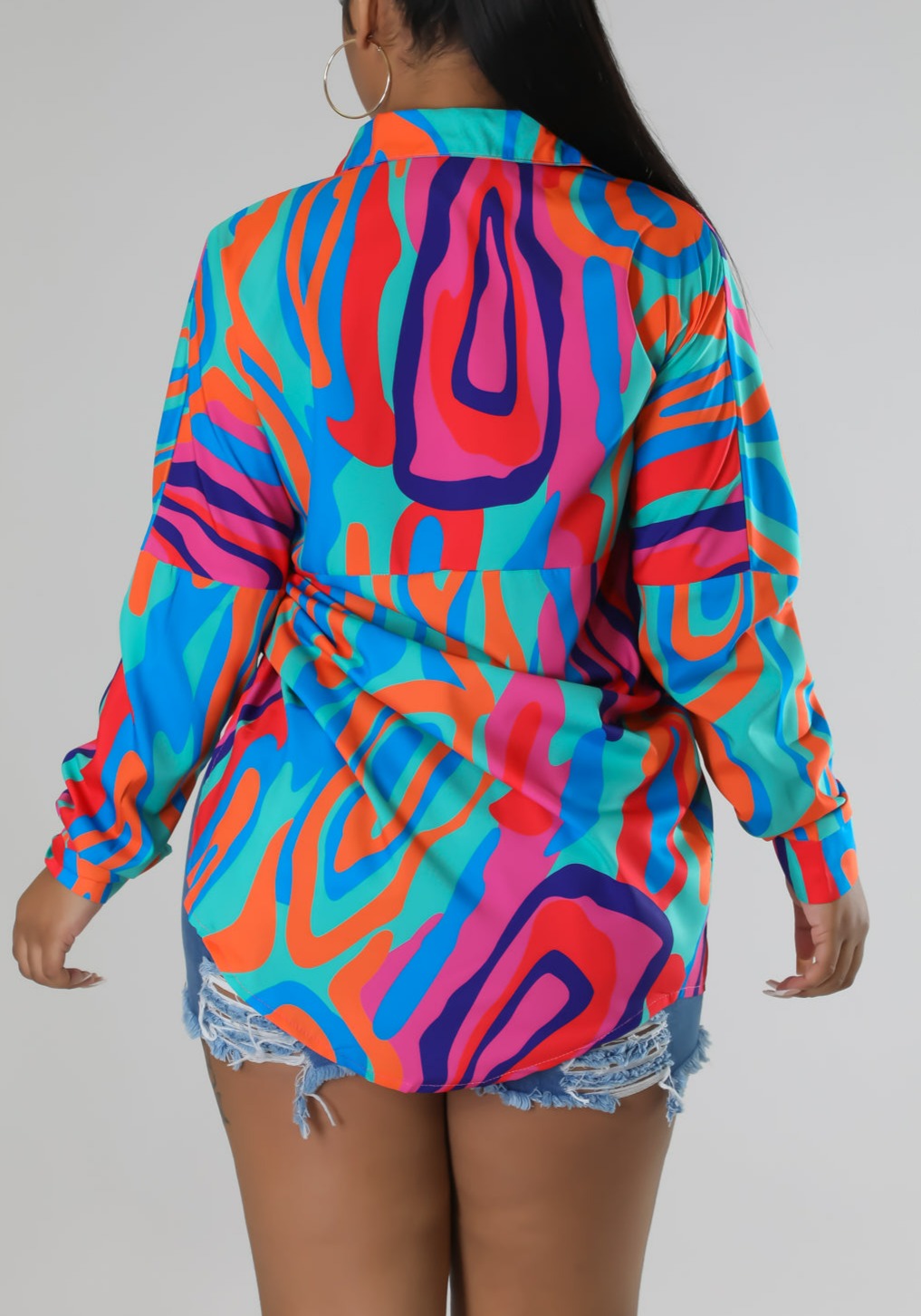 Vibrant Asymmetrical Print Blouse - SASHAY COUTURE BOUTIQUE Tops