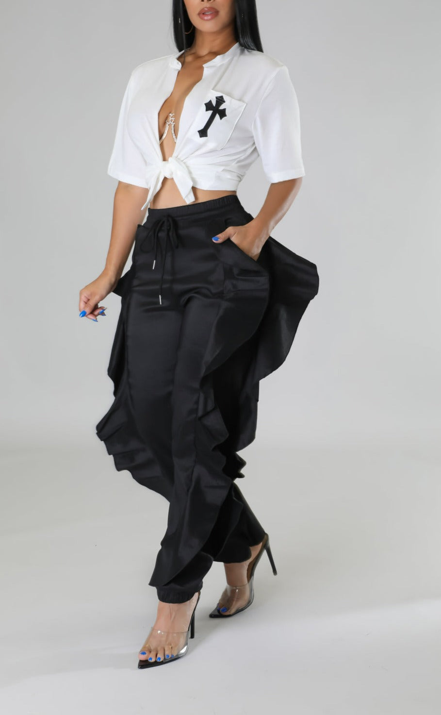Ruffled Edge Pants - SASHAY COUTURE BOUTIQUE