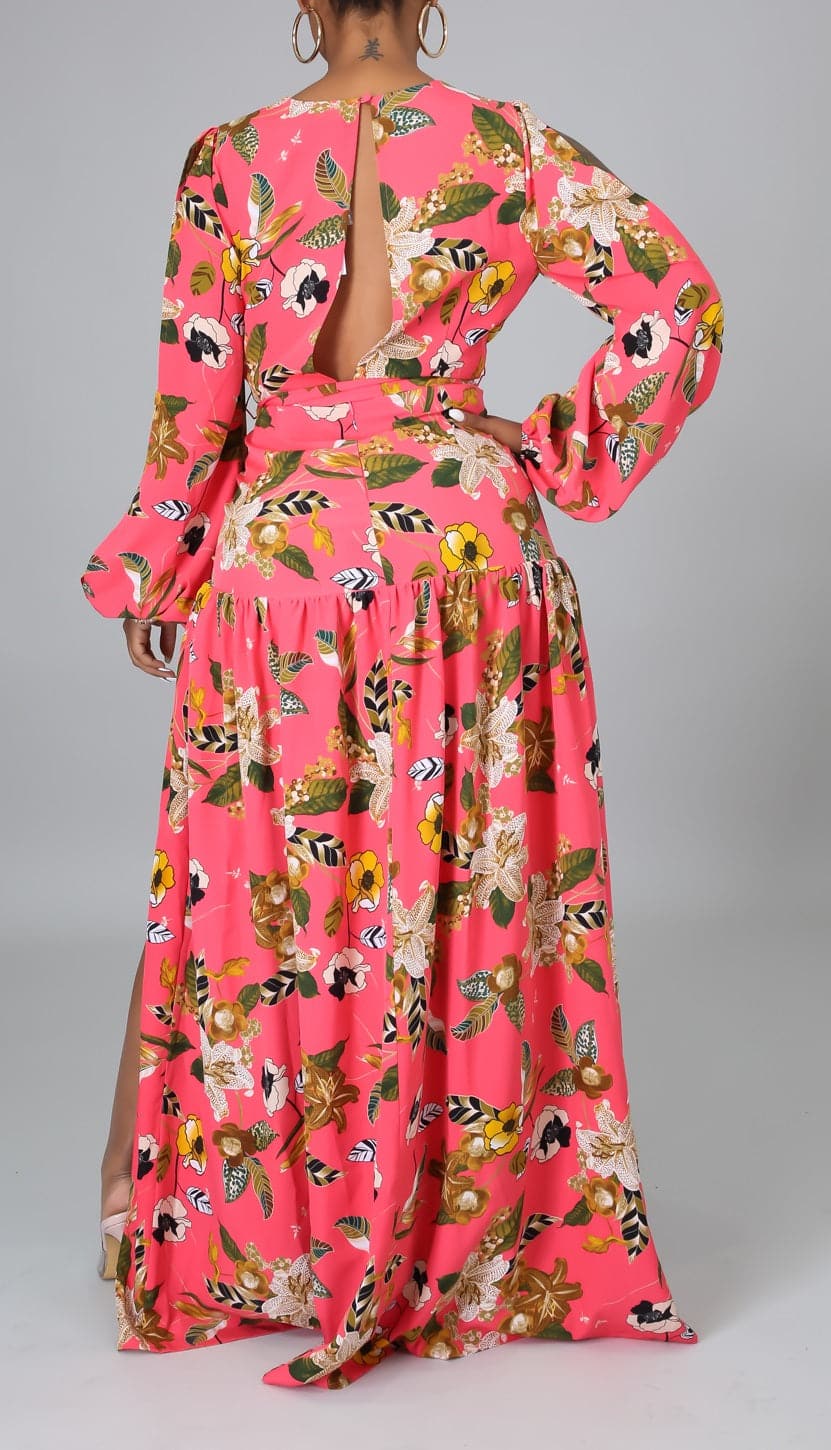 Flowy Maxi Dress w/Thigh Slit - SASHAY COUTURE BOUTIQUE Dresses