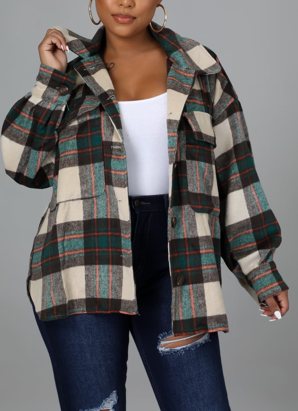 Flannel Lightweight Jacket - SASHAY COUTURE BOUTIQUE Coats & Jackets