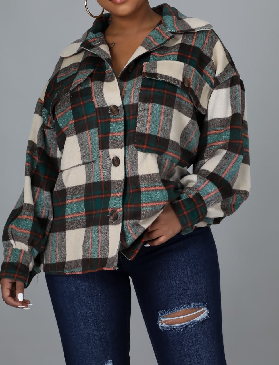 Flannel Lightweight Jacket - SASHAY COUTURE BOUTIQUE Coats & Jackets