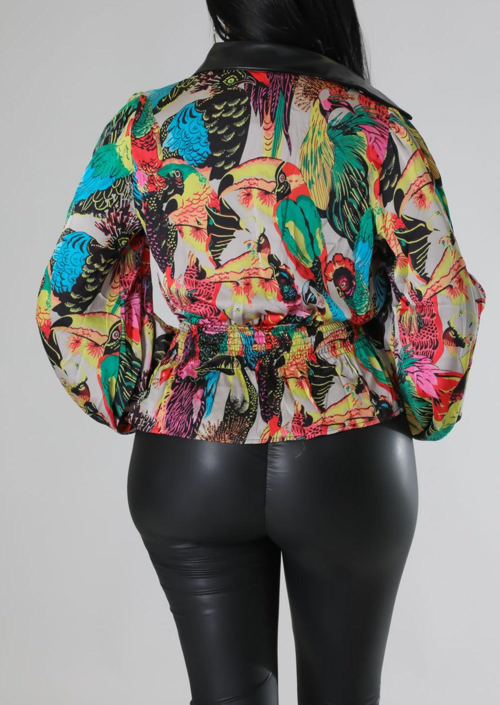 Vegan Leather Lined Blouse - SASHAY COUTURE BOUTIQUE Tops