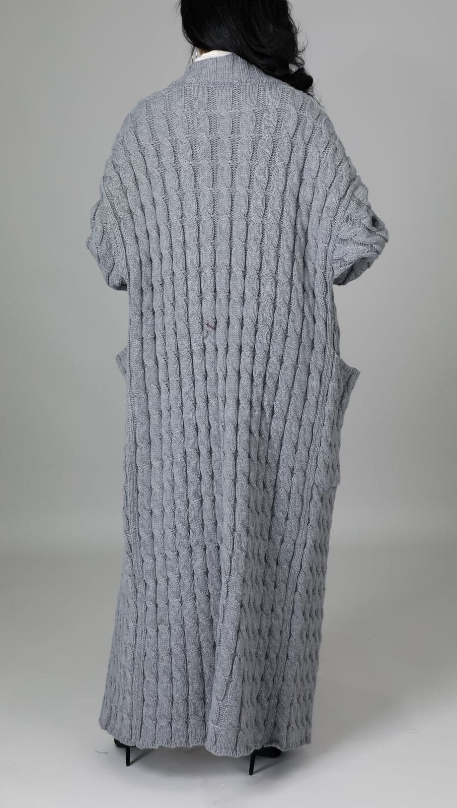 Grey Mist Cable Knit Cardigan - SASHAY COUTURE BOUTIQUE Coats & Jackets