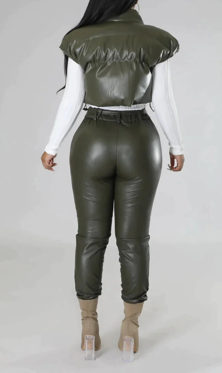 High Waist Vegan Leather Pants - SASHAY COUTURE BOUTIQUE