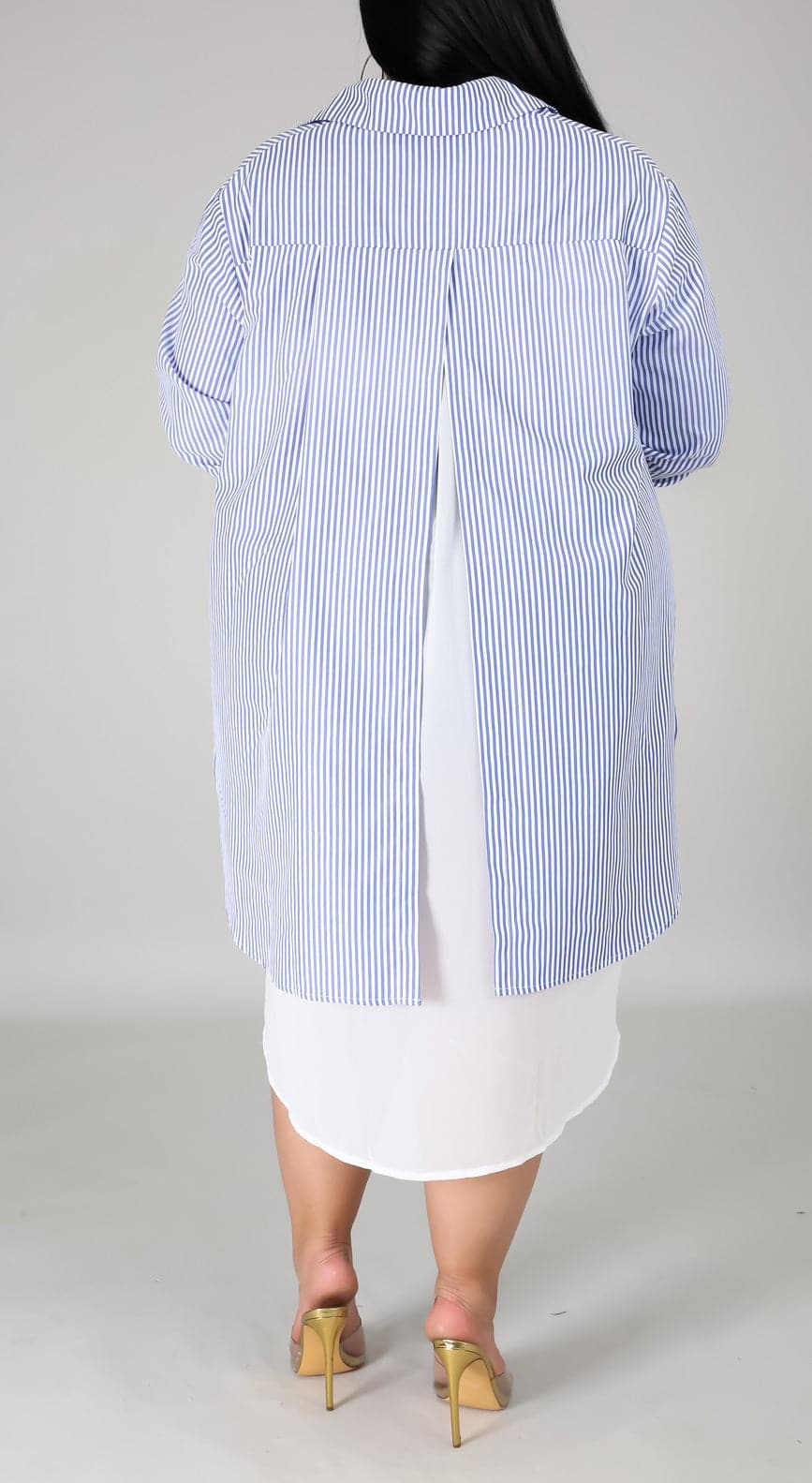 Layered Midi Shirt Dress (Curvy) - SASHAY COUTURE BOUTIQUE Dresses