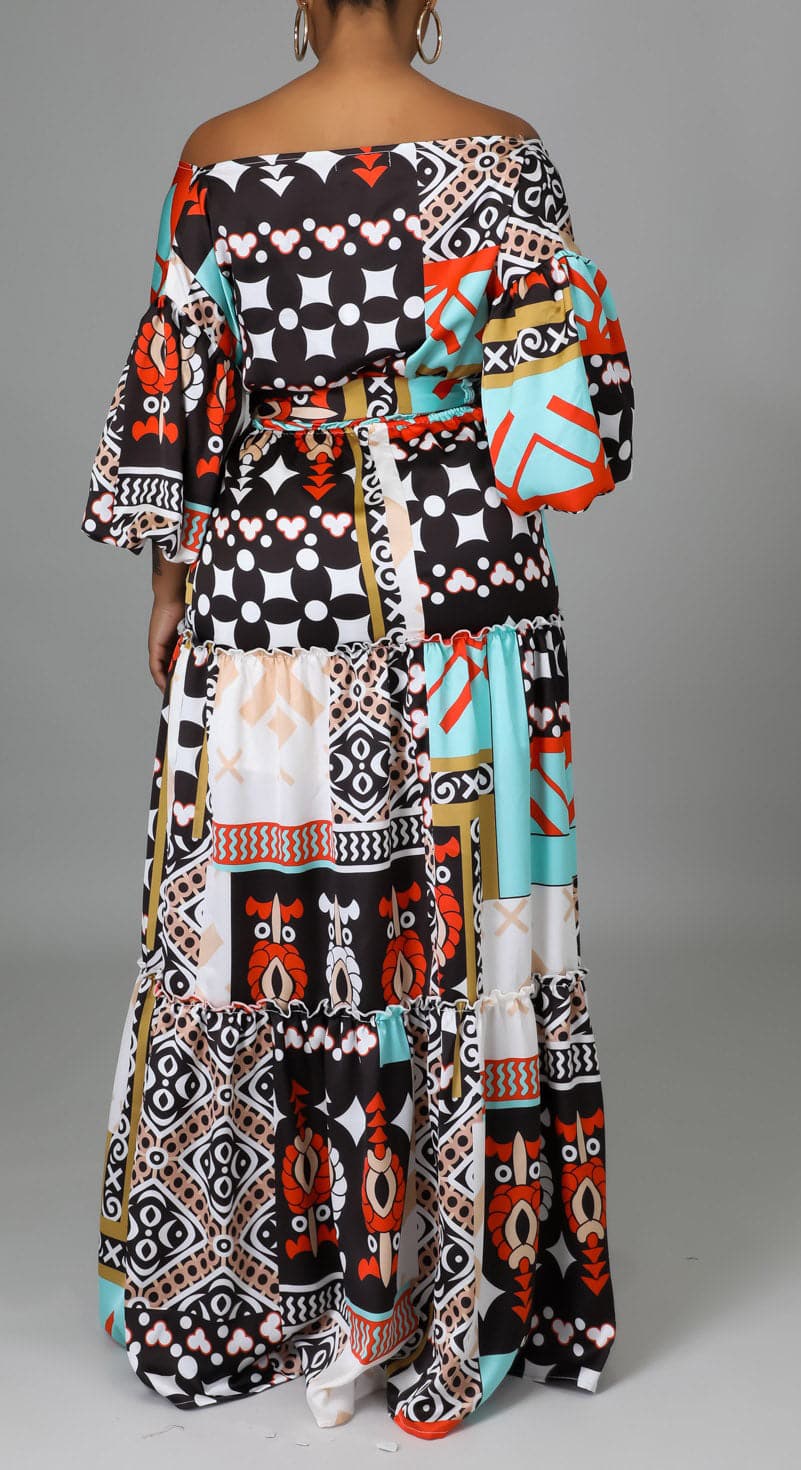 Multi Print Maxi Dress - SASHAY COUTURE BOUTIQUE Dresses