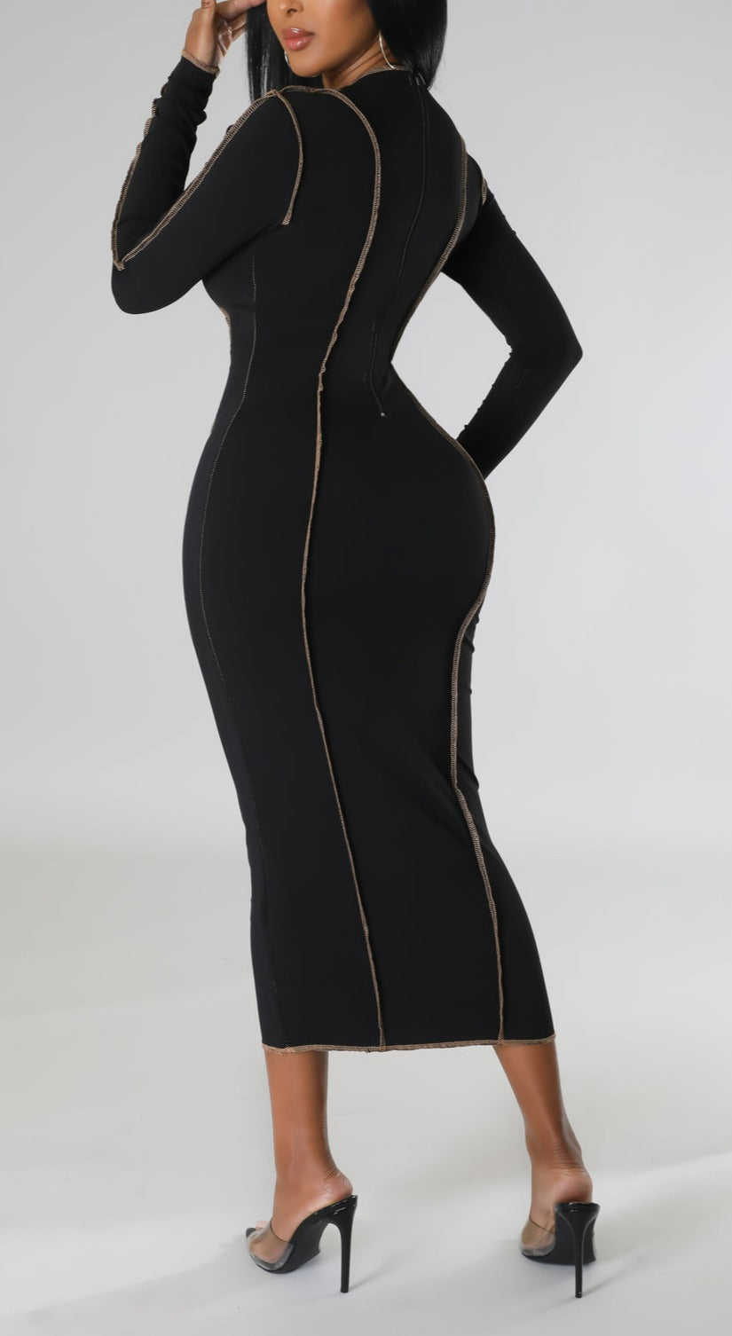 Split Designed Midi - SASHAY COUTURE BOUTIQUE Dresses