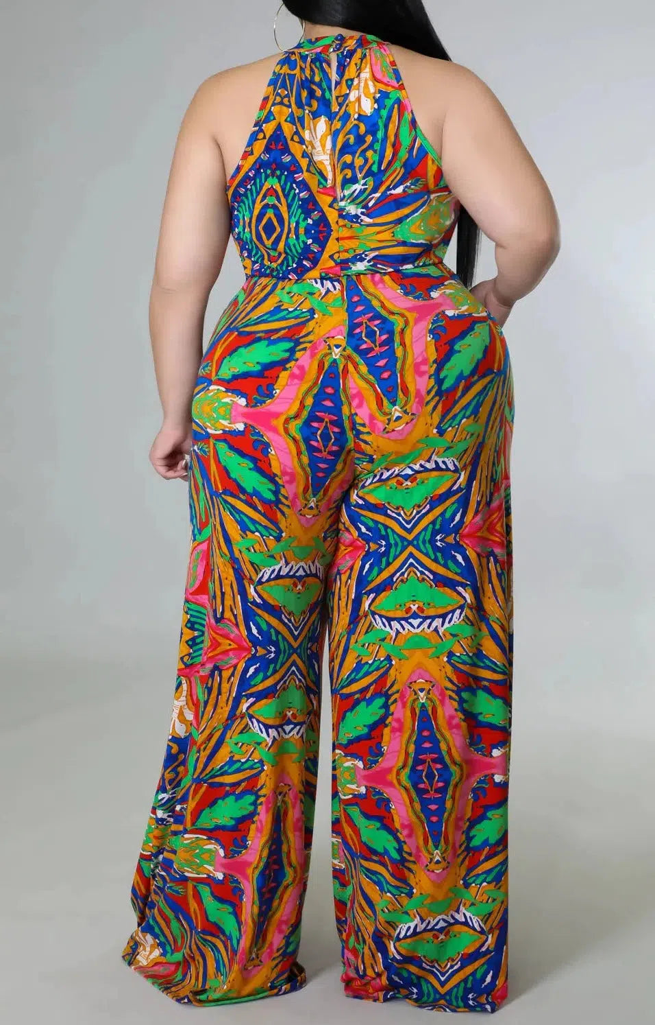 Sleeveless Tropical Jumpsuit (Curvy) - SASHAY COUTURE BOUTIQUE Jumpsuits & Rompers