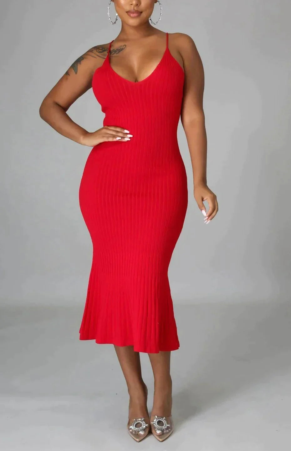 Spaghetti Strap Flair Midi - SASHAY COUTURE BOUTIQUE Dresses