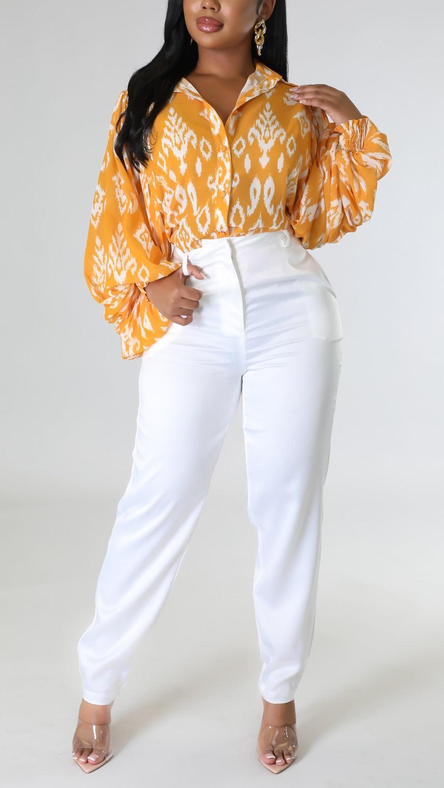 Tribal Detailed Sheer Blouse - SASHAY COUTURE BOUTIQUE Tops