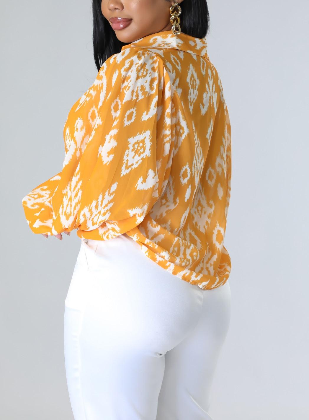 Tribal Detailed Sheer Blouse - SASHAY COUTURE BOUTIQUE Tops