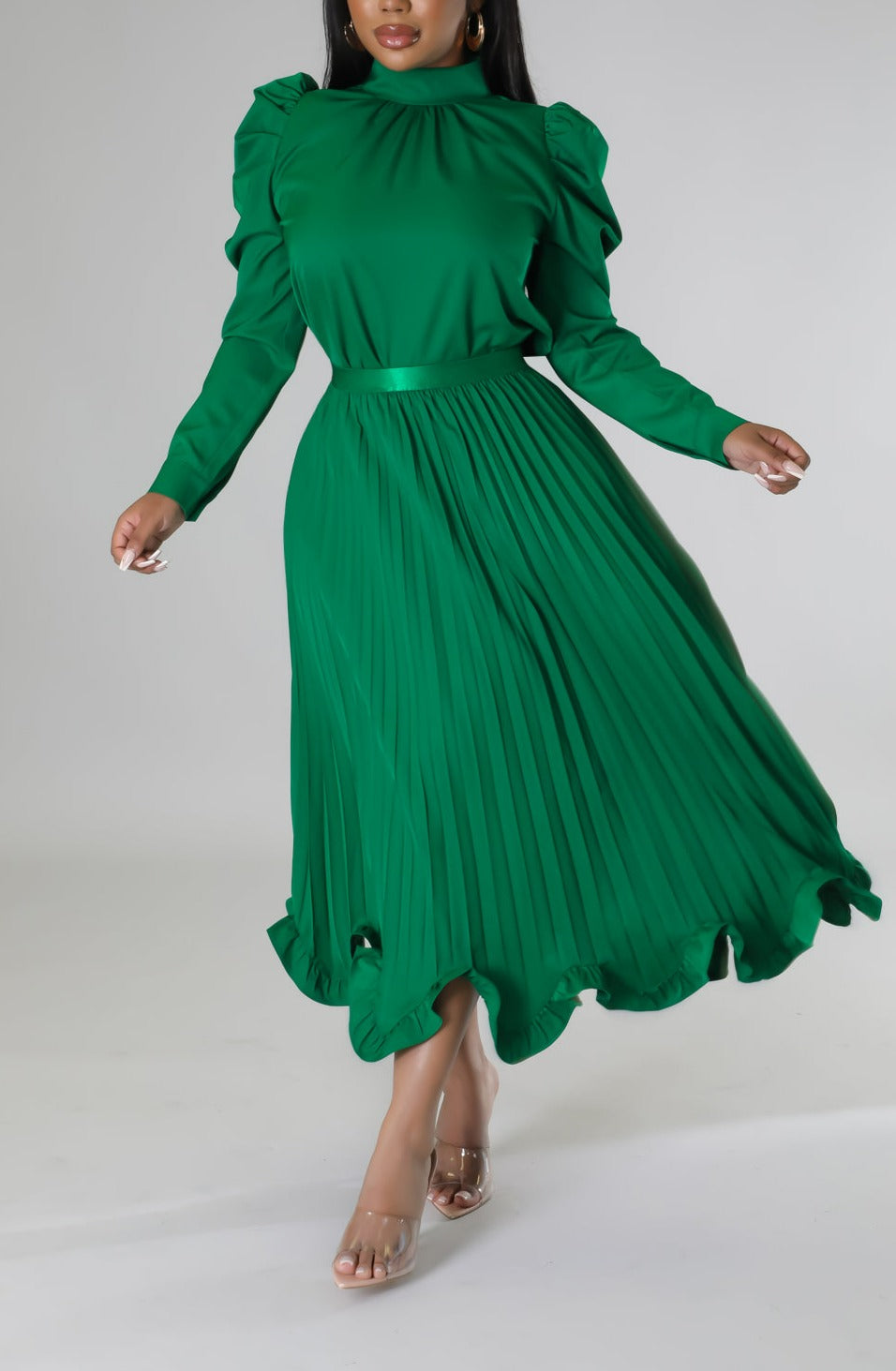 Blouse and Pleated Skirt Set - SASHAY COUTURE BOUTIQUE Two Piece
