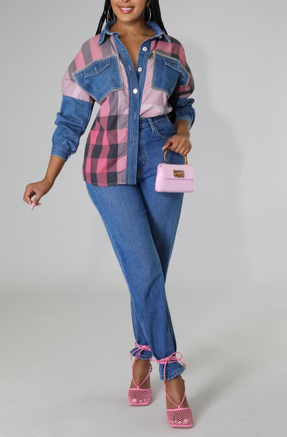 DENIM MULTI TOP - SASHAY COUTURE BOUTIQUE